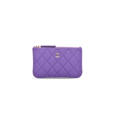 CHANEL 2OS PURPLE CAVIARMINI O-CASE POUCH  (15*9.5*1cm)